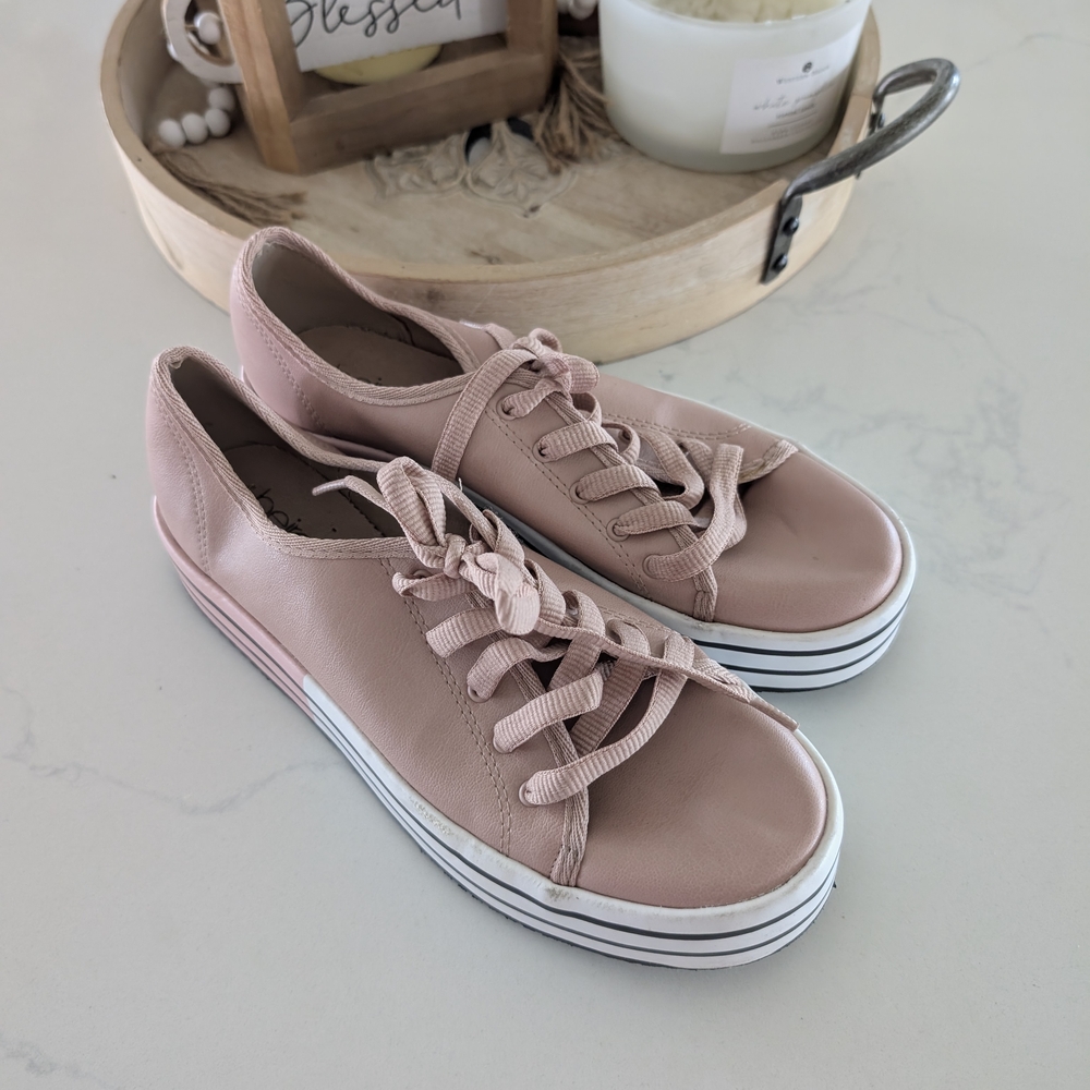 Beira Rio Pink Satin Double Platform Shoes Size 9 - Picture 3 of 9